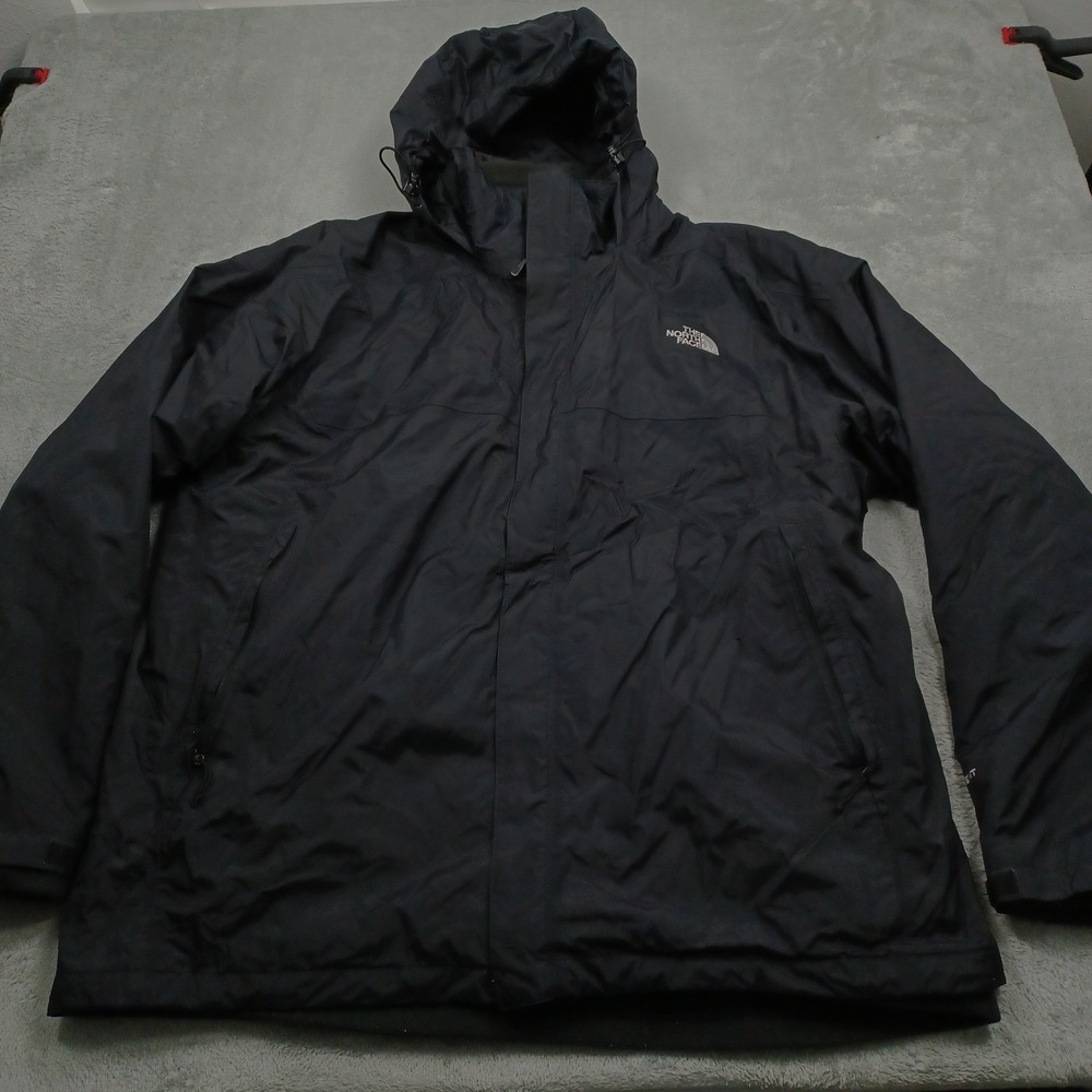 North Face Jacket Mens XXL Black Hyvent Full Zip Hooded Fleece Lined Pockets